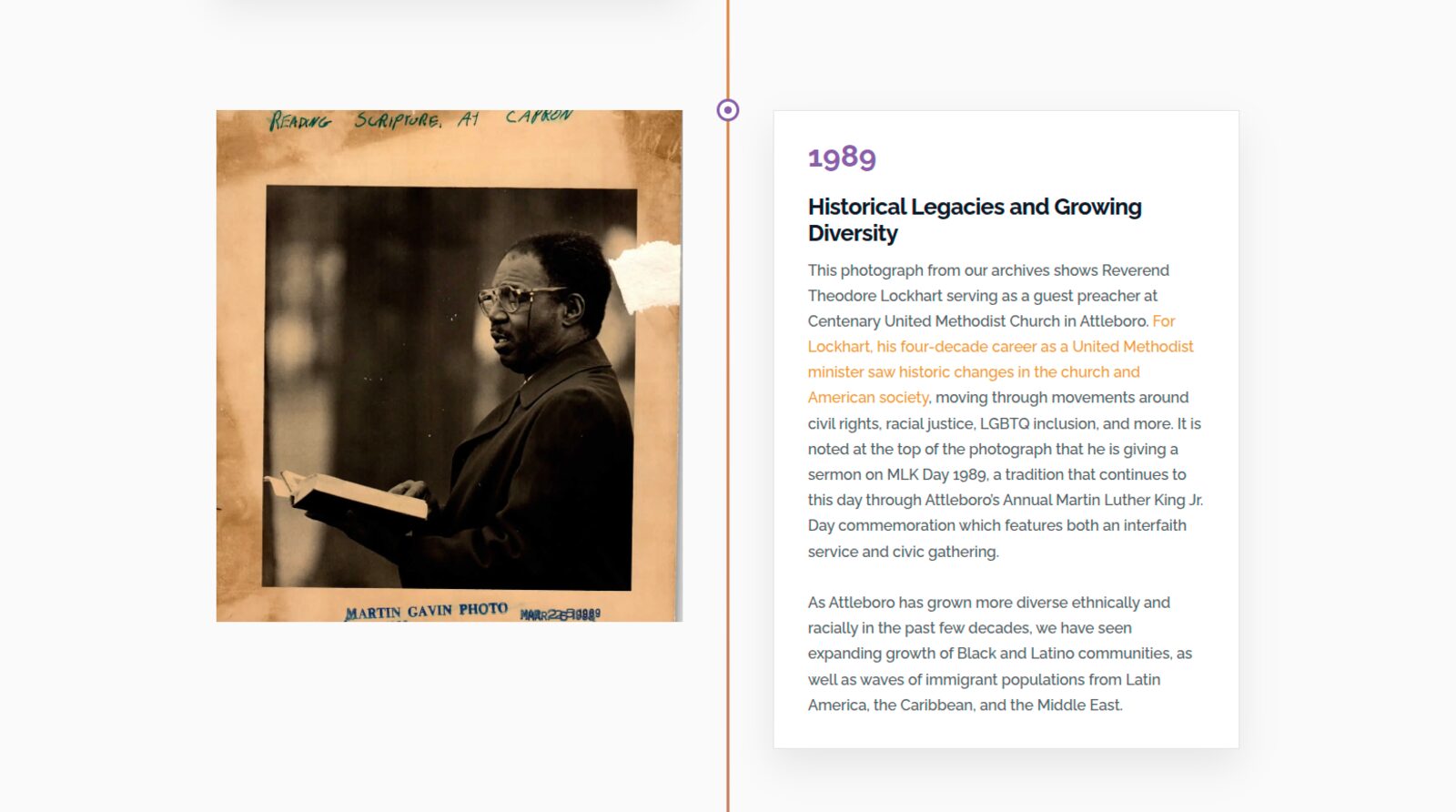 A single timeline entry with an archival photograph