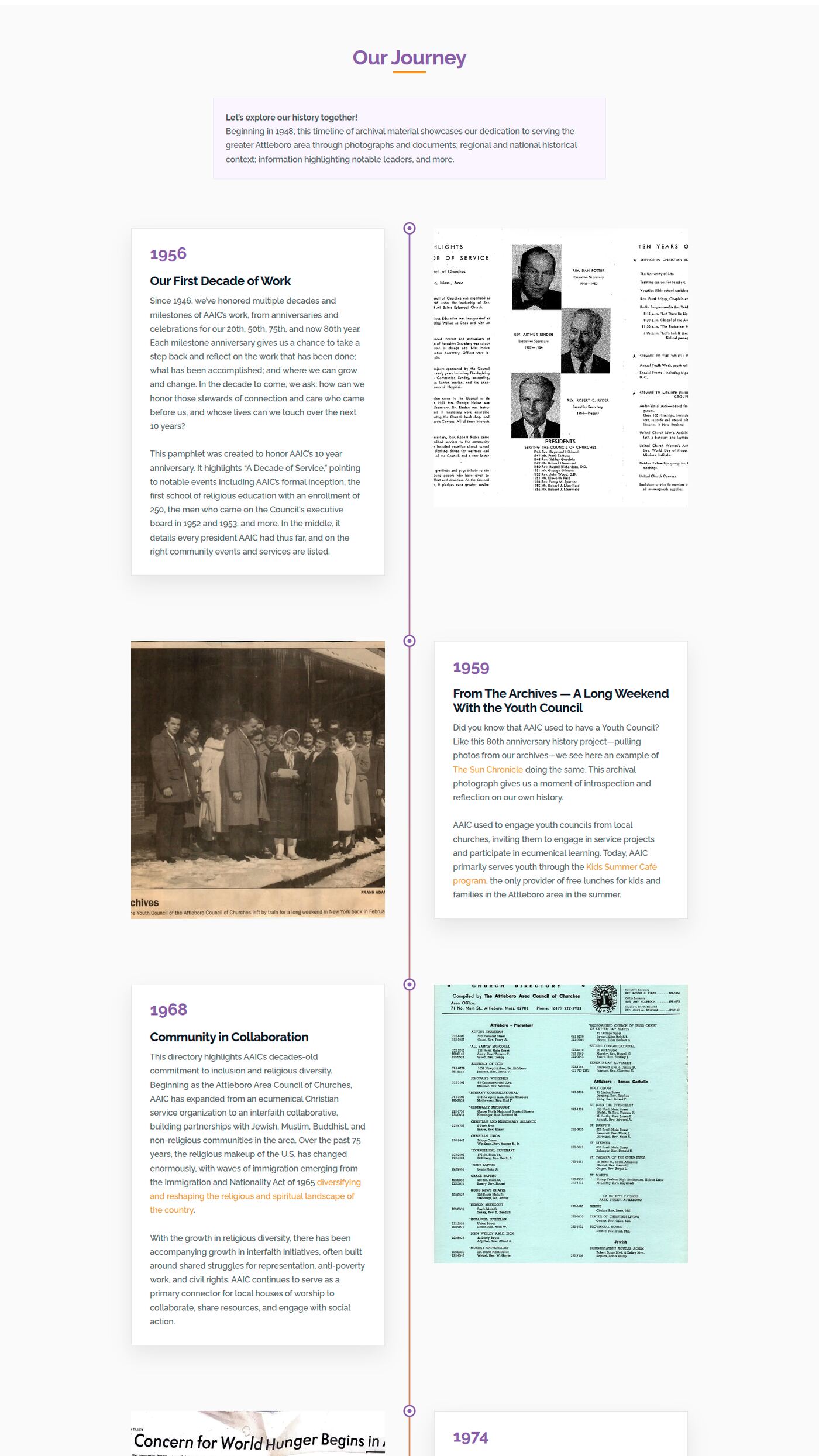 AAIC 80th anniversary vertical timeline